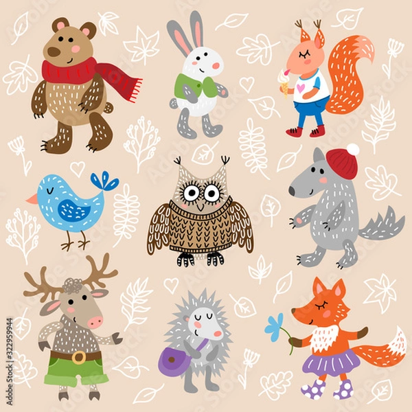 Obraz Cute forest animals