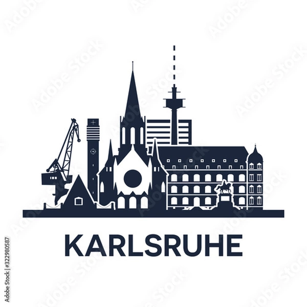 Fototapeta Karlsruhe, Gemany. City skyline, dark solid color