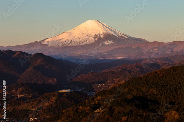 Fototapeta 朝日を浴びる富士山