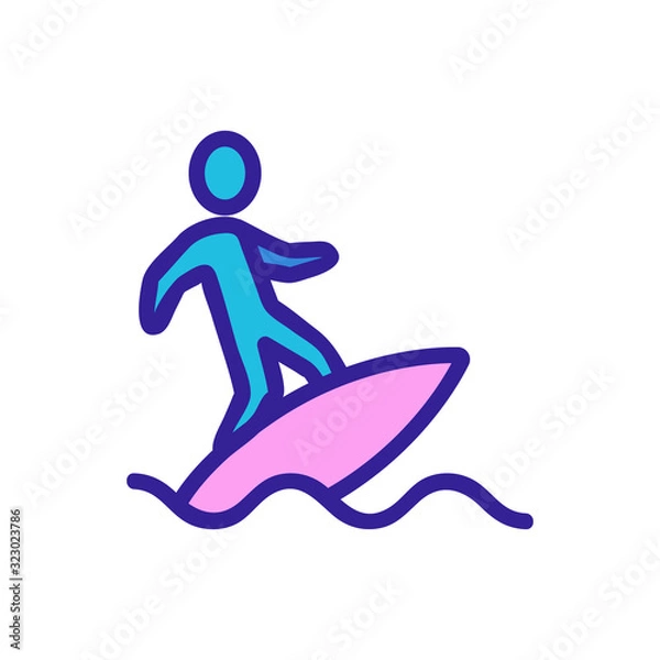 Fototapeta surfboard beach icon vector. Thin line sign. Isolated contour symbol illustration