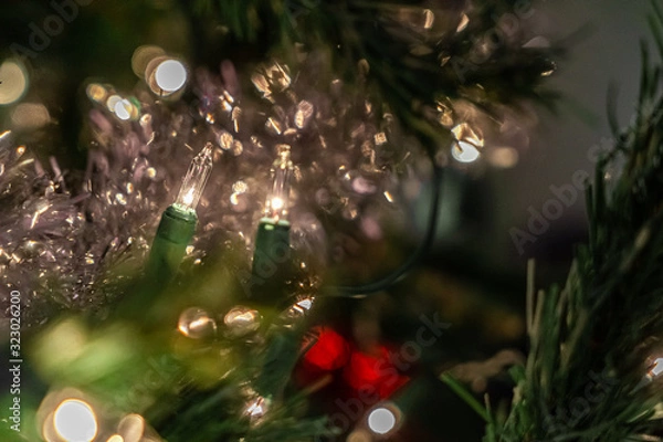 Obraz christmas tree with decorations and lights