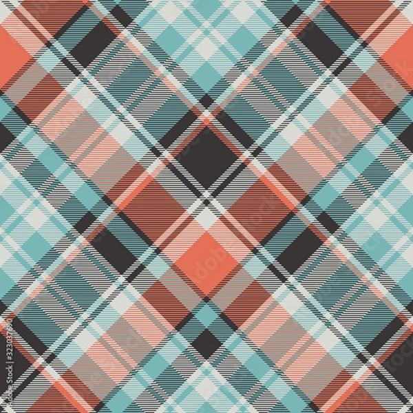 Fototapeta Orange blue fabric texture seamless pattern