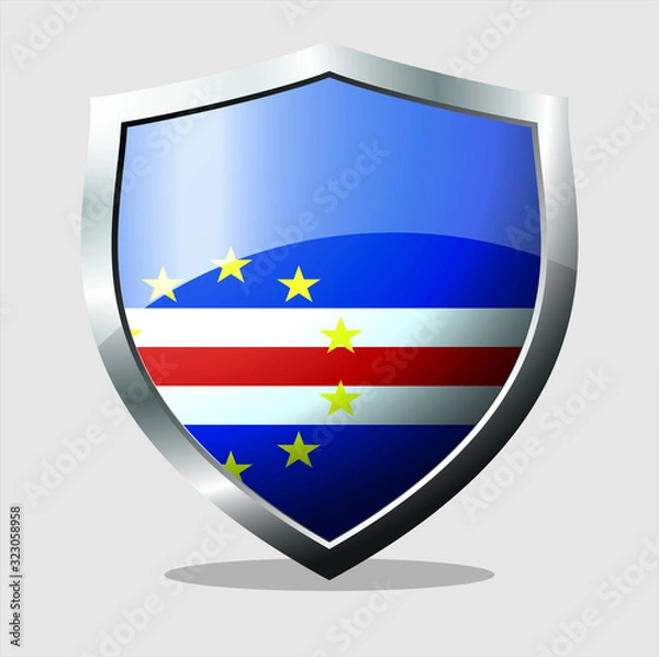 Fototapeta Cape Verde state flag shield icon with a white background