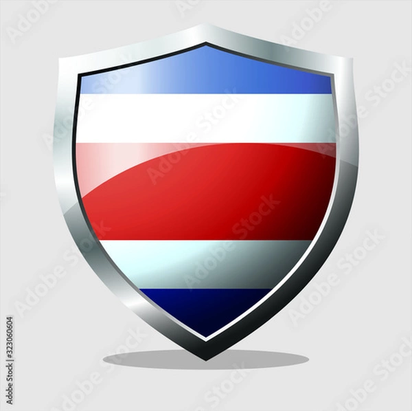 Fototapeta shield of costa rican country flag with white background