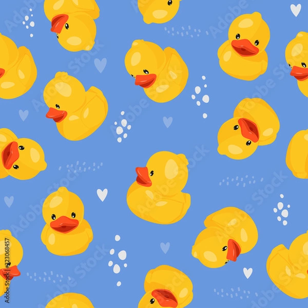 Obraz Yellow rubber duck seamless pattern. Fun kids background.