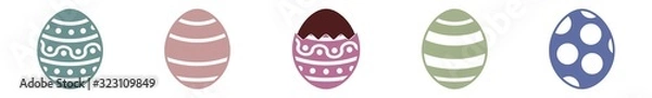 Fototapeta Easter Egg Chocolate Icon Pastel Color | Painted Eggs Illustration | Happy Easter Hunt Symbol | Holiday Logo | April Spring Sign | Isolated | Variations