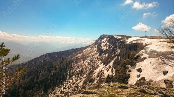 Fototapeta High in the mountains of Georgia, snow does not melt even in summer