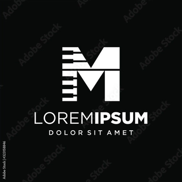 Obraz Initial Letter M Piano Logo Design