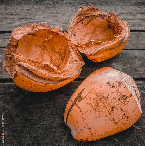 Fototapeta Damaged coconut skin
