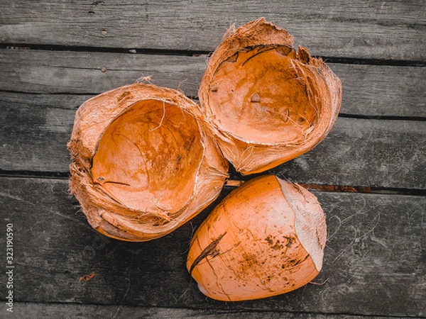 Fototapeta Damaged coconut skin