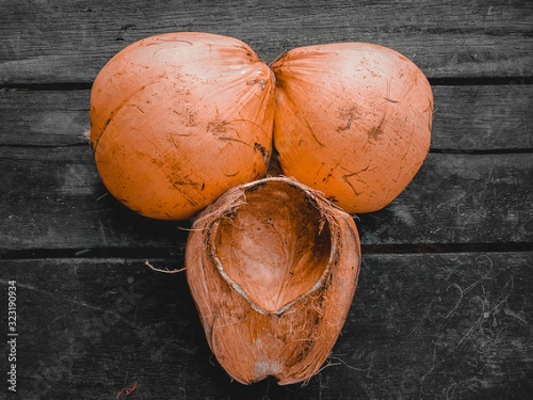 Fototapeta Damaged coconut skin