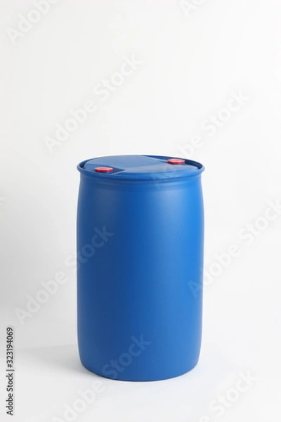 Obraz blue plastic barrel, container isolated on white background