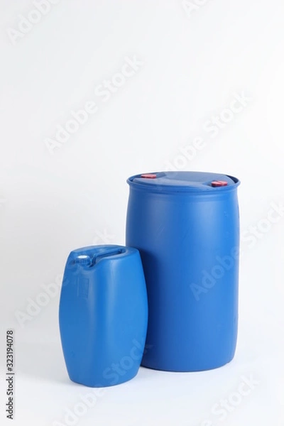 Obraz blue plastic barrel, container isolated on white background