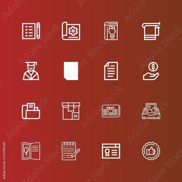 Fototapeta Editable 16 paper icons for web and mobile