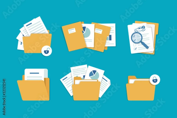 Fototapeta open folder icon. Folder with documents,flat design icon vector illustration