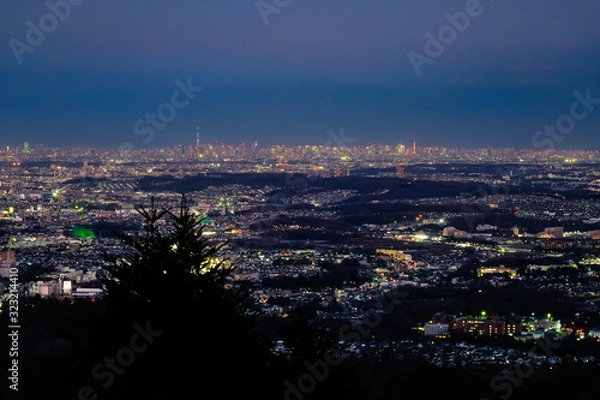 Fototapeta 東京 高尾山 かすみ台展望台からの夕景