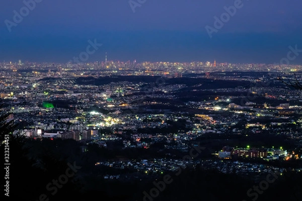Fototapeta 東京 高尾山 かすみ台展望台からの夜景