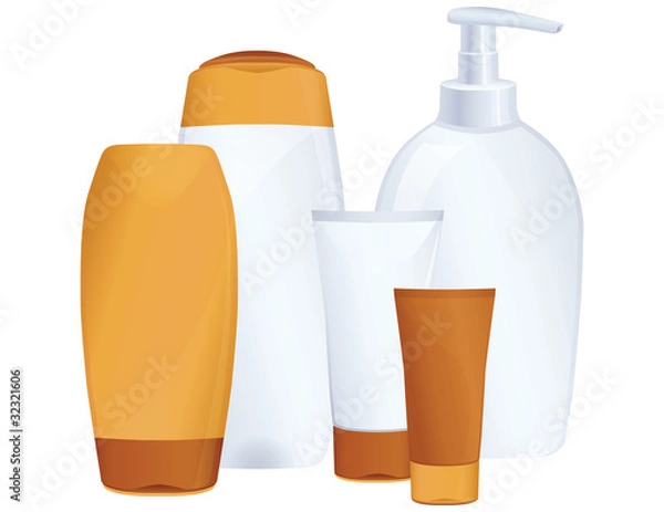 Obraz Cosmetic bottles, sun protection, vector