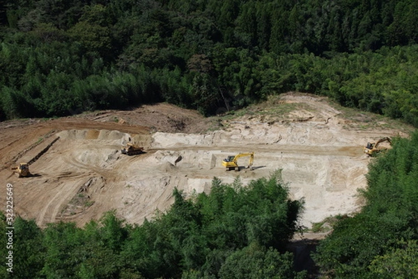 Obraz 山中の造成工事