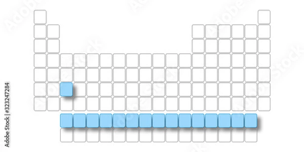 Fototapeta Blank table of elements with color codes - physics and chemistry illustration backdrop