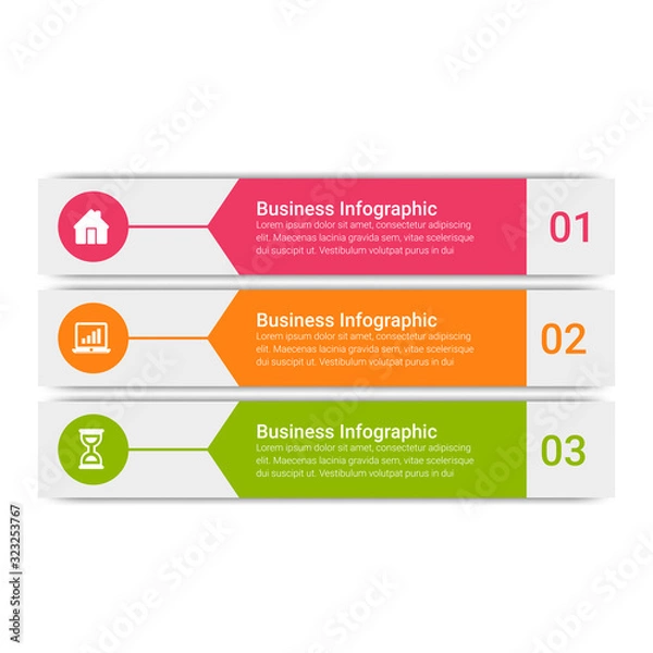 Fototapeta Business Infographic template. Design with icons and 3, 4, 5 options or steps.
