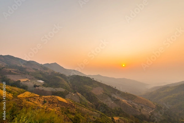 Fototapeta Sunset on the mountain.