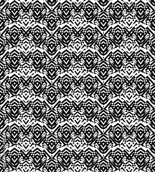 Fototapeta Abstract seamless geometrical pattern. Geometric black and white repeat ornament.