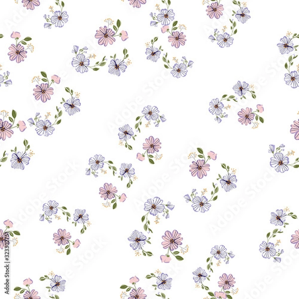 Obraz Fashionable cute pattern in nativel flowers. Floral seamless background for textiles, fabrics, covers, wallpapers, print, gift wrapping or any purpose.