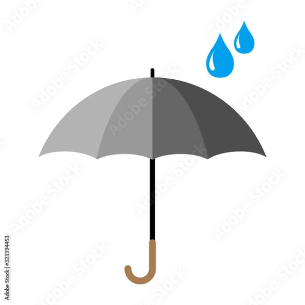 Fototapeta Umbrella flat icon vector design isolated on white background. Rain drop protection