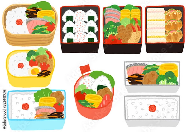 Fototapeta お弁当や重箱　セット