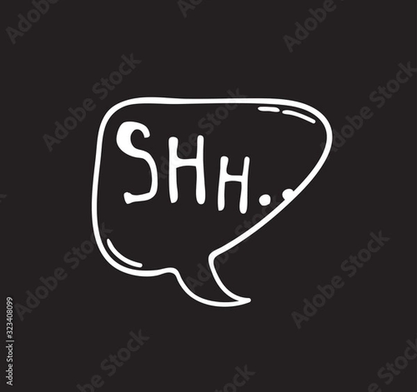Obraz Hand drawn speech bubble with text on black chalk board  background. Vector pop art object and word. Doodle element for dialog or comic