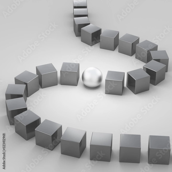 Fototapeta Design of abstract grey cubes, 3d rendering