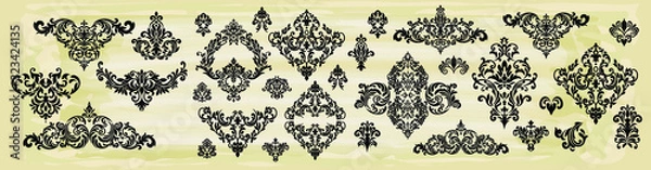 Fototapeta Oriental vector damask patterns for greeting cards and wedding invitations.