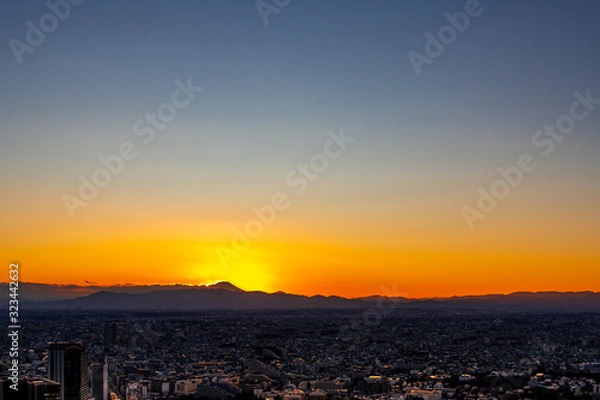 Fototapeta 富士山と太陽