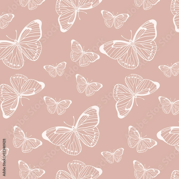 Fototapeta Pattern with butterflies. vector ornament with butterflies. linear style illustration.