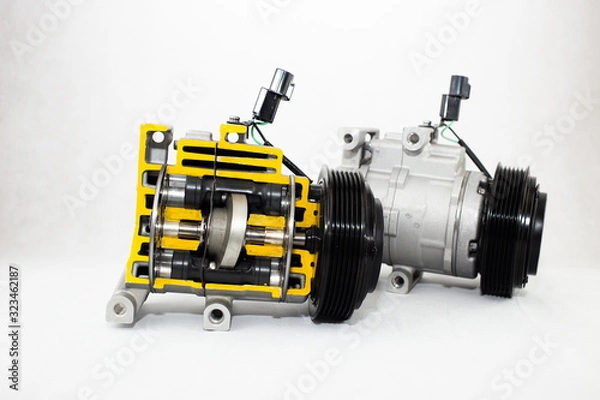 Fototapeta Air conditioning compressor with a cut view