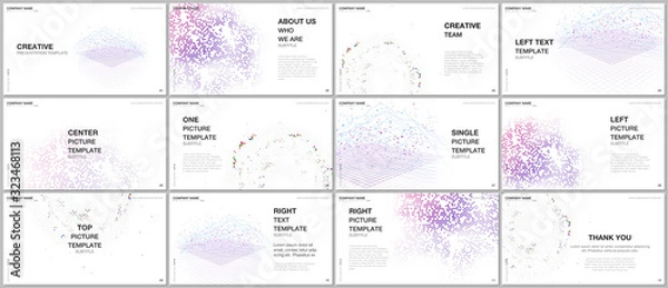 Obraz Presentation design vector template, multipurpose template for presentation slide, flyer, brochure cover design, infographic presentation. Deep learning artificial intelligence. Big data visualization
