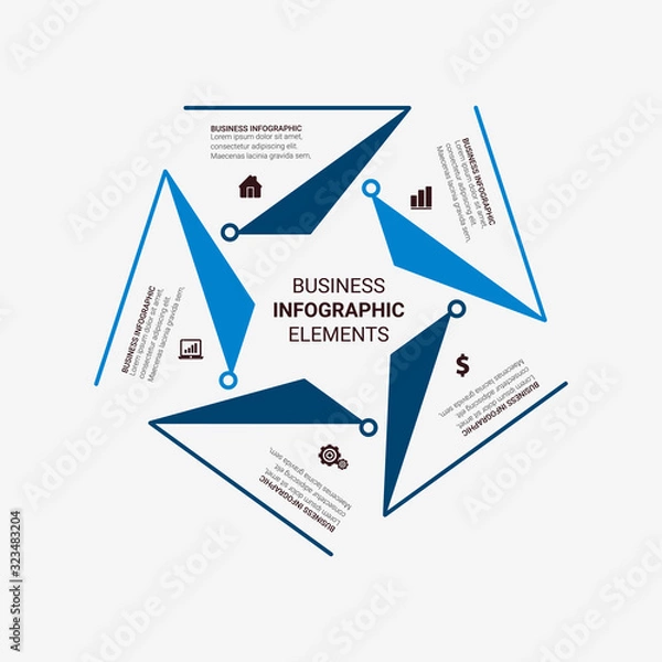 Fototapeta Timeline infographics design vector and marketing icons, layout, diagram, annual report, web design. Business concept with 3, 4, 5, 6, options, steps or processes.