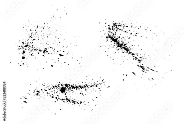 Obraz Black paint splatter isolated. Vector texture set