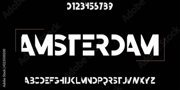 Fototapeta font alphabet digital  modern alphabet and number fonts. Typography vector  creative font 