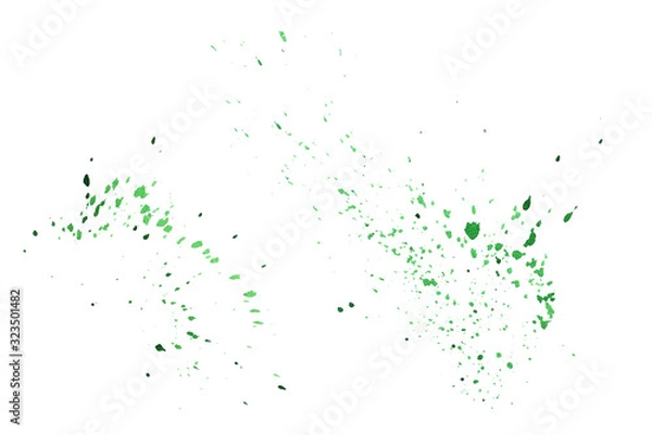 Obraz Green watercolor splashes isolated on black background. Color paint splatter