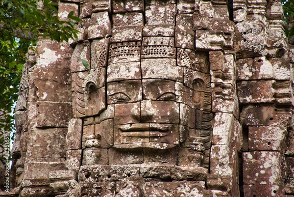 Fototapeta Preah Khan Temple site among the ancient ruins of Angkor Wat Hindu temple complex in Cambodia