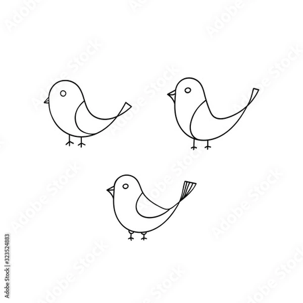 Fototapeta Abstract hand drawn bird symbol of spring, easter. Element for logo, label, print for clothes, etc., Design element isolated on white background.