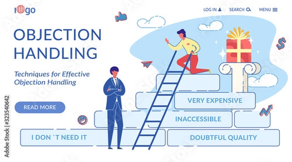 Fototapeta Objection Handling Flat Landing Page Template