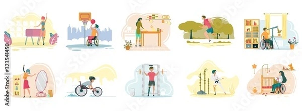 Obraz People with Disabilities Have Everyday Activities.