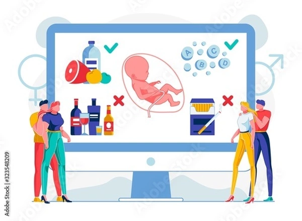 Obraz Responsible Childbirth Planning Flat Illustration