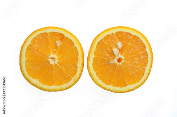 Fototapeta the two orange half isolated on white background