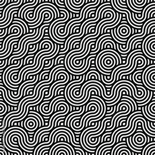 Obraz Black and white geometric impossible pattern background. Abstract line art. Vector for greeting cards, cover, flyer, wallpaper, fabric print, design creative object. Ornament design, repeating tiles