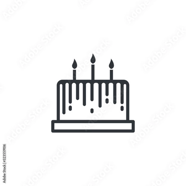 Obraz Birthday cake icon design line style. Vector illustration