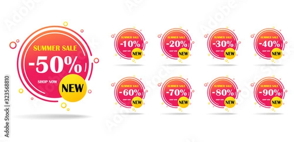 Fototapeta Set of flat design summer sale and special offer label, Price tags,Sales Label. Vector illustration.